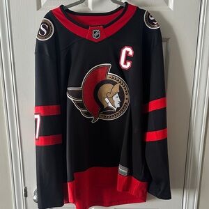 NHL Ottawa Senators Black and Red Captain Hockey Jersey